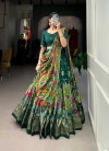 Green Colour Tasar Silk Kalamkari Print Lehenga Choli Musafir By Lnb1219